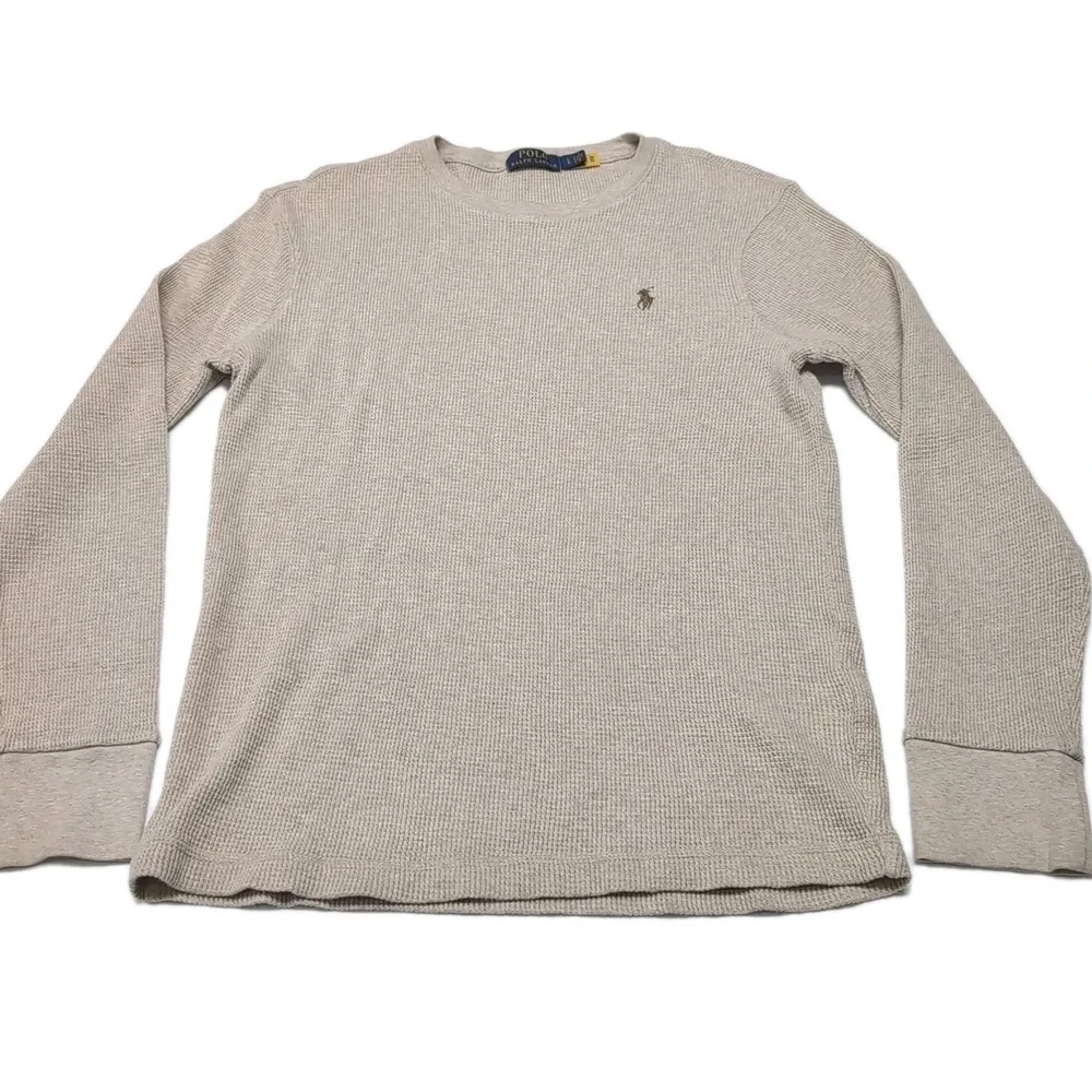 Polo‎ Ralph Lauren Thermal Waffle Knit Crew Neck Shirt Mens L Beige Long Sleeve